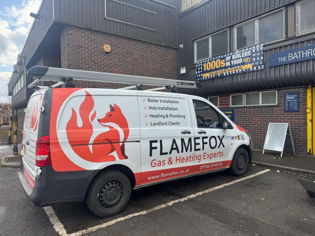 Flamefox local gas engineer service van in Glasgow.