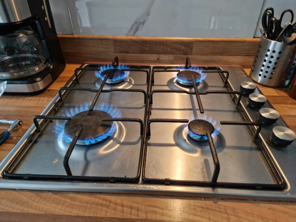 Professional gas cooker and hob installation in a modern Glasgow kitchen