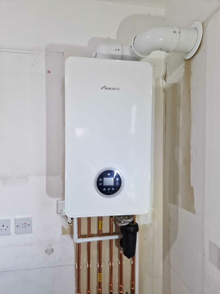 New eco-friendly combi boiler installed on a wall by Flamefox heating experts